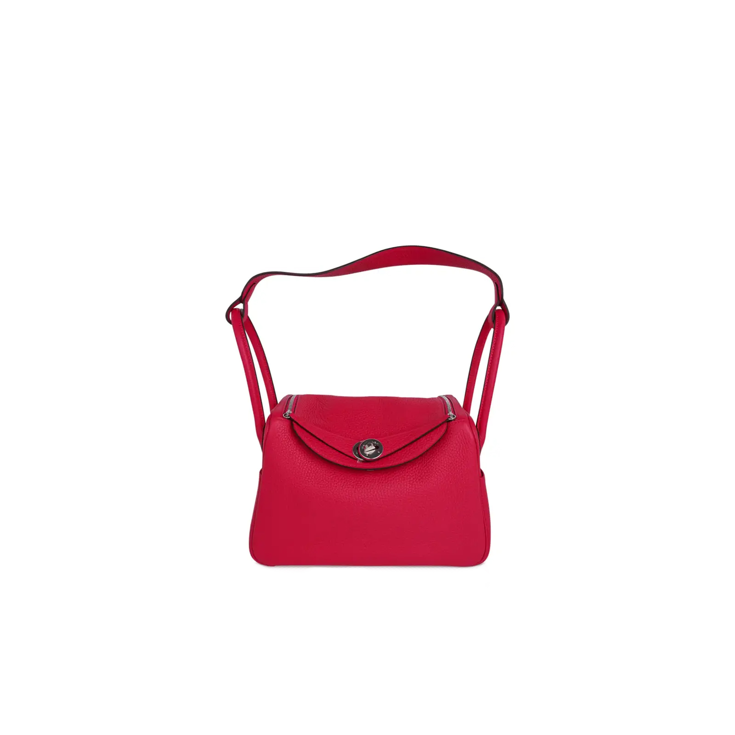 H**mes lindy 26 bag rose extreme clemence leather with palladium hardware (26*17.25*13cm)